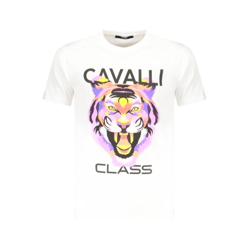 Cavalli Class Bianco Cotton Men Men's T-Shirt